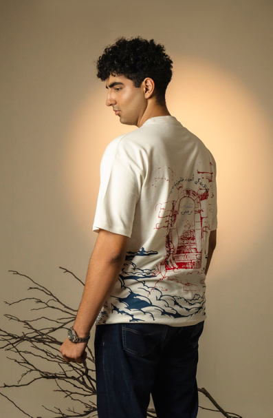 TALAASH - White - Drop Shoulder Tee